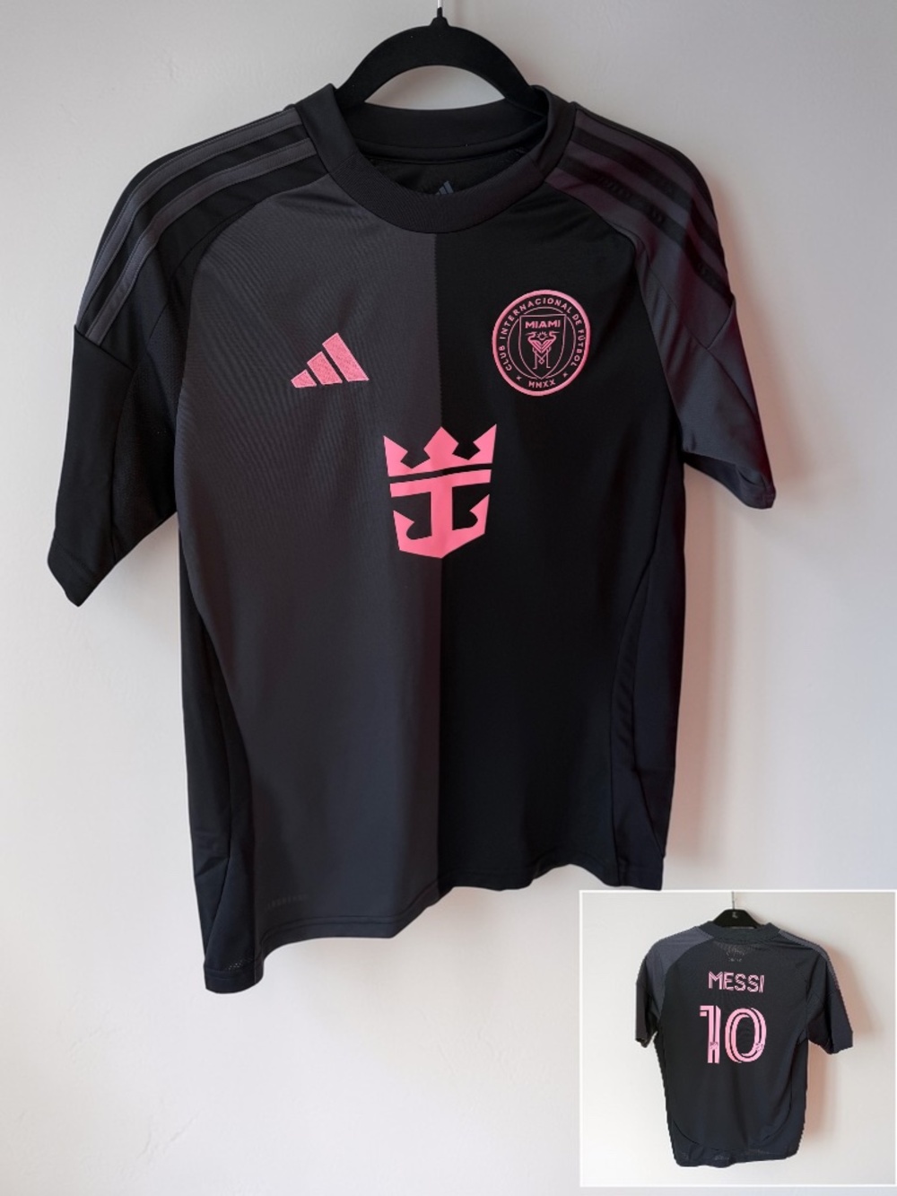 adidas Inter Miami CF 2024/25 Away Jersey Youth Large Messi 10 Black NWT JI6820